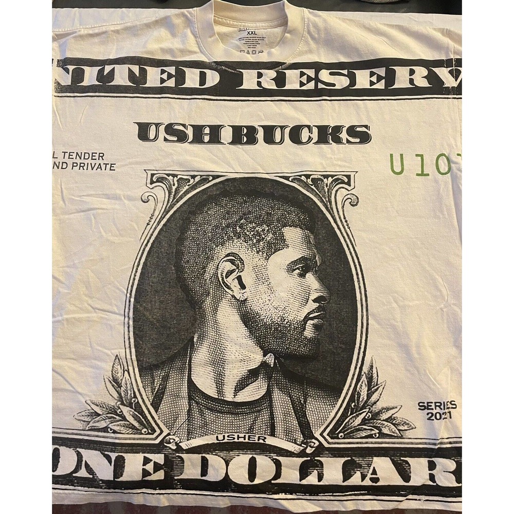 2021 Usher Ushbucks Limited Edition Money Short Sleeve All Over Tee Men’s XXL